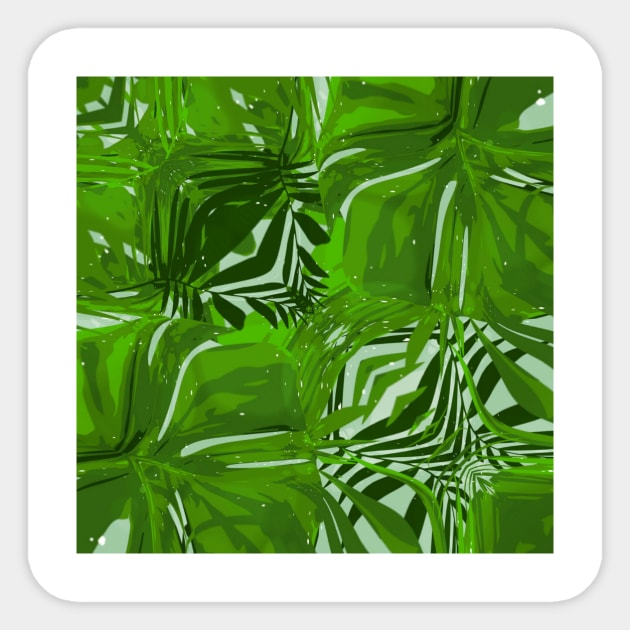 Green Tropical Palm Trees Sticker by Moon Art